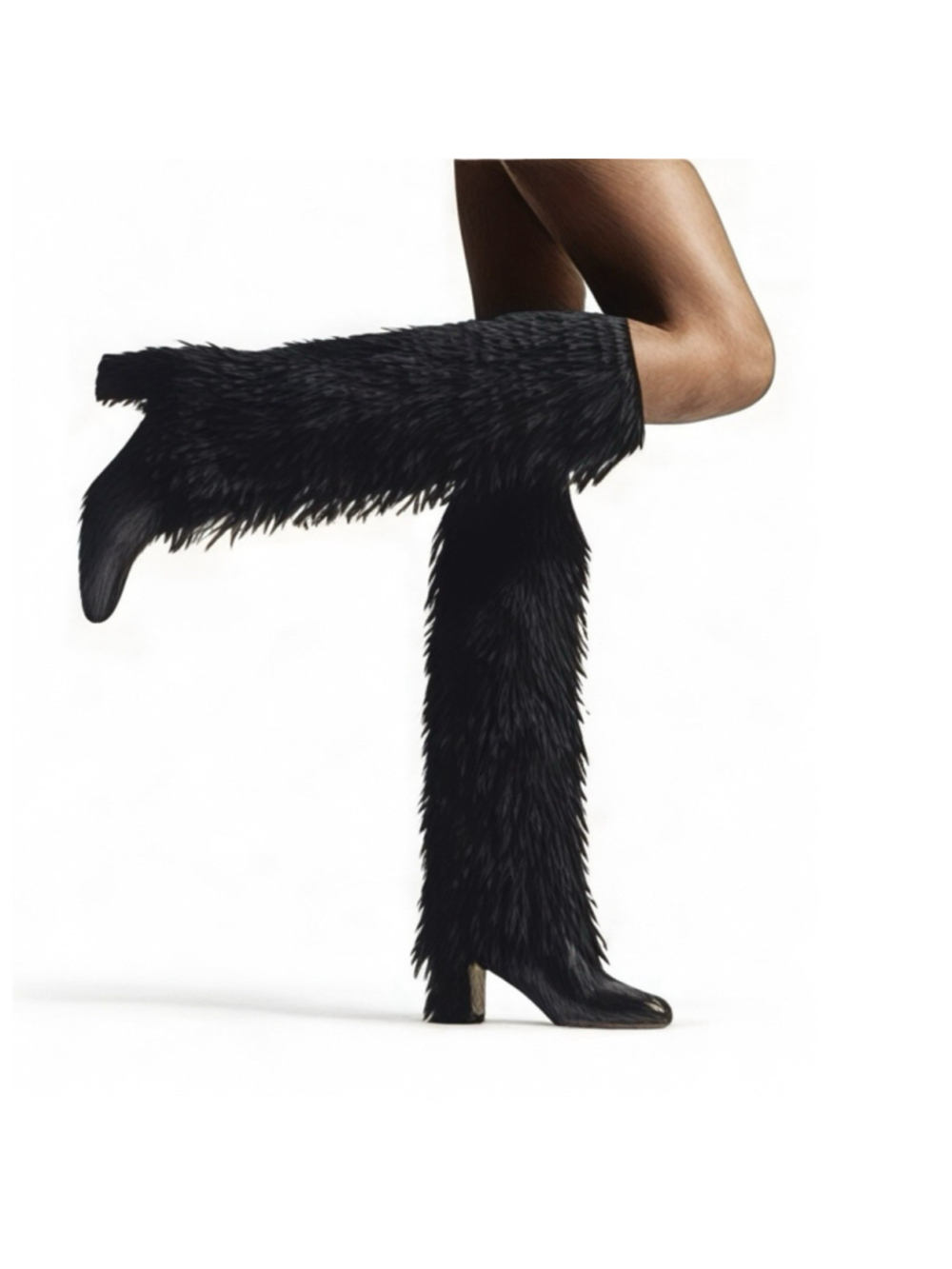 Jimmy Choo Knee High Boots Black Leather Size 37 Magalie Fringe - Picture 2 of 16